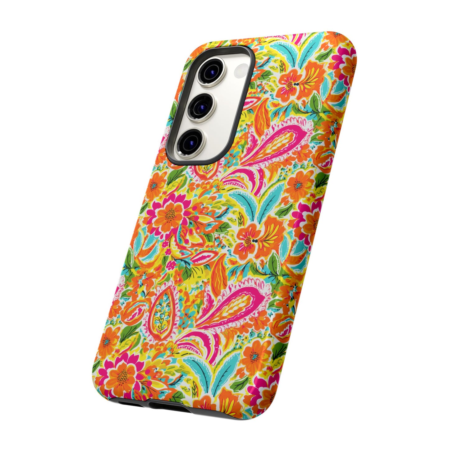 Vibrant Floral Paisley phone case | Tough Cases | Orange and Pink Floral | iPhone 17