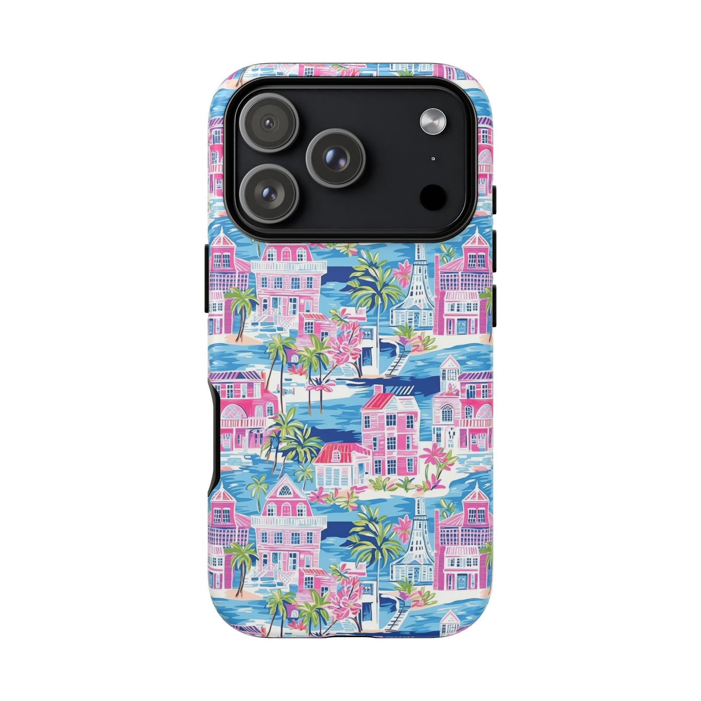 Pink Coastal Houses phone case | Tough Case | iPhone 17