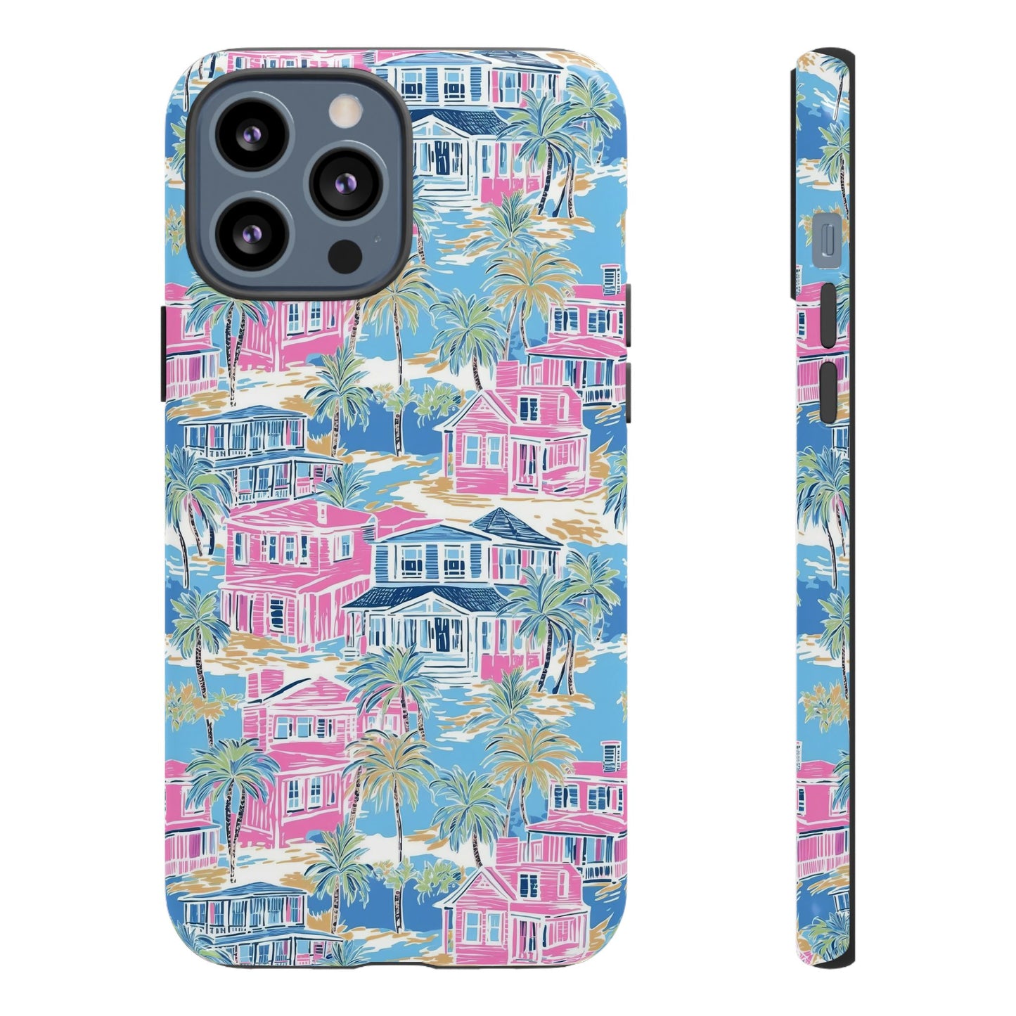 Tropical Beach Houses Tough Case | Palm Tree Coastal Phone Cover | iPhone 17