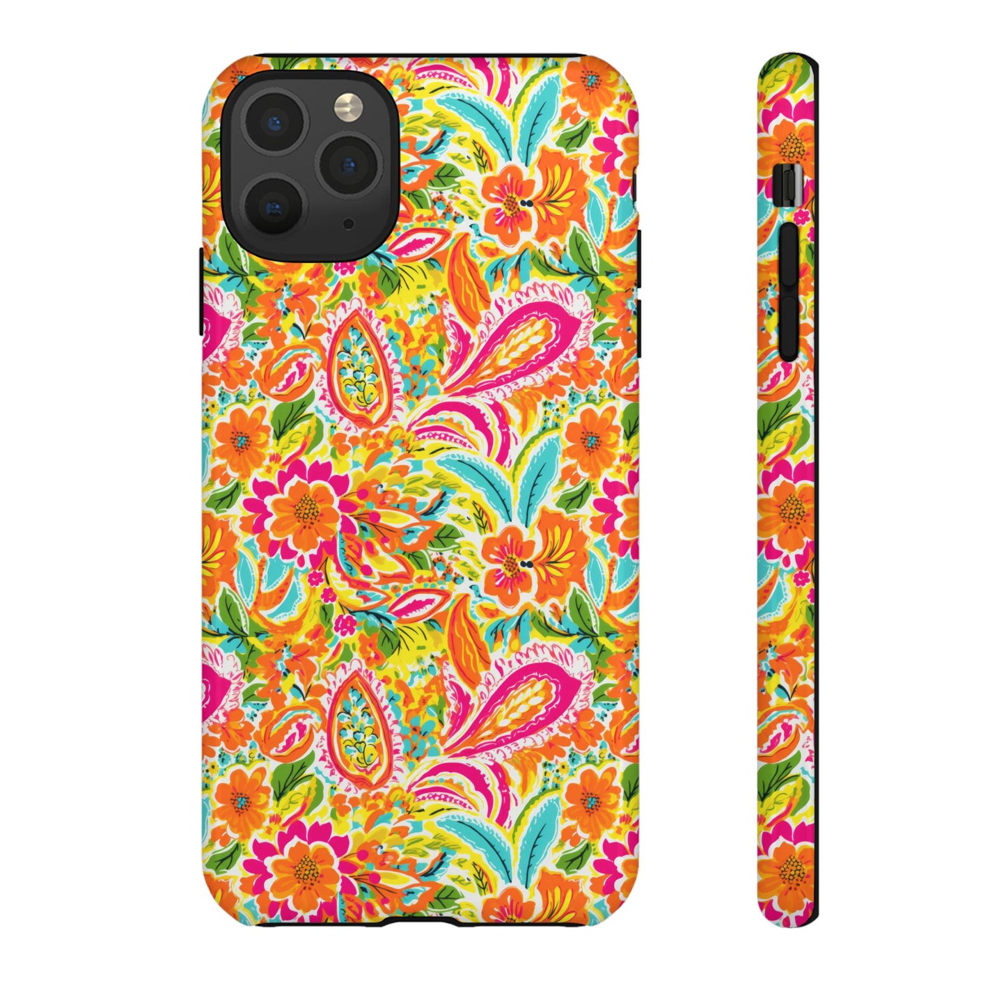 Vibrant Floral Paisley phone case | Tough Cases | Orange and Pink Floral | iPhone 17