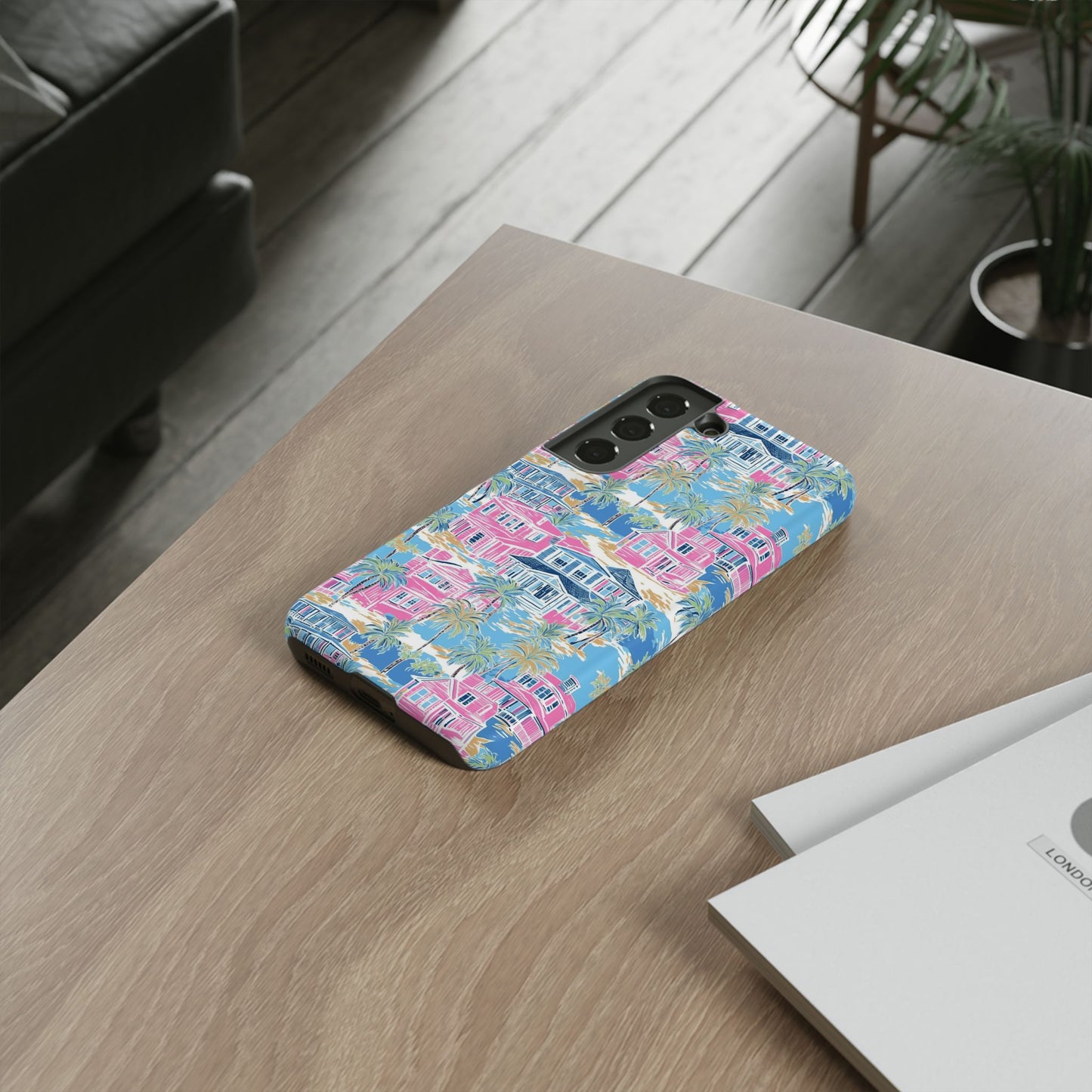 Tropical Beach Houses Tough Case | Palm Tree Coastal Phone Cover | iPhone 17