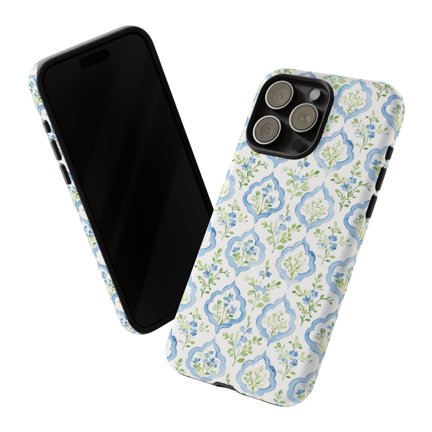 Blue Floral Damask phone case | Tough Case | iPhone 17