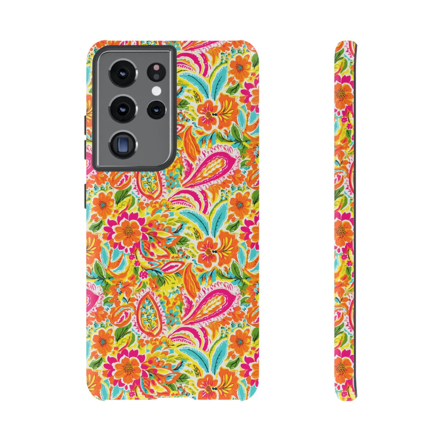 Vibrant Floral Paisley phone case | Tough Cases | Orange and Pink Floral | iPhone 17
