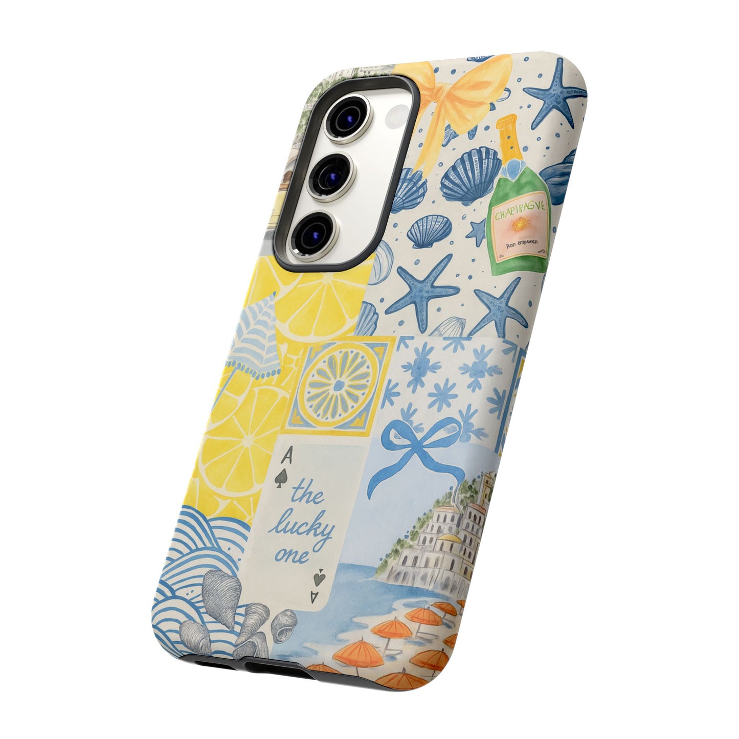 Coastal Collage Phone Case | Beach Shells, Starfish, Lemon, Scenic Travel | Italian Summer