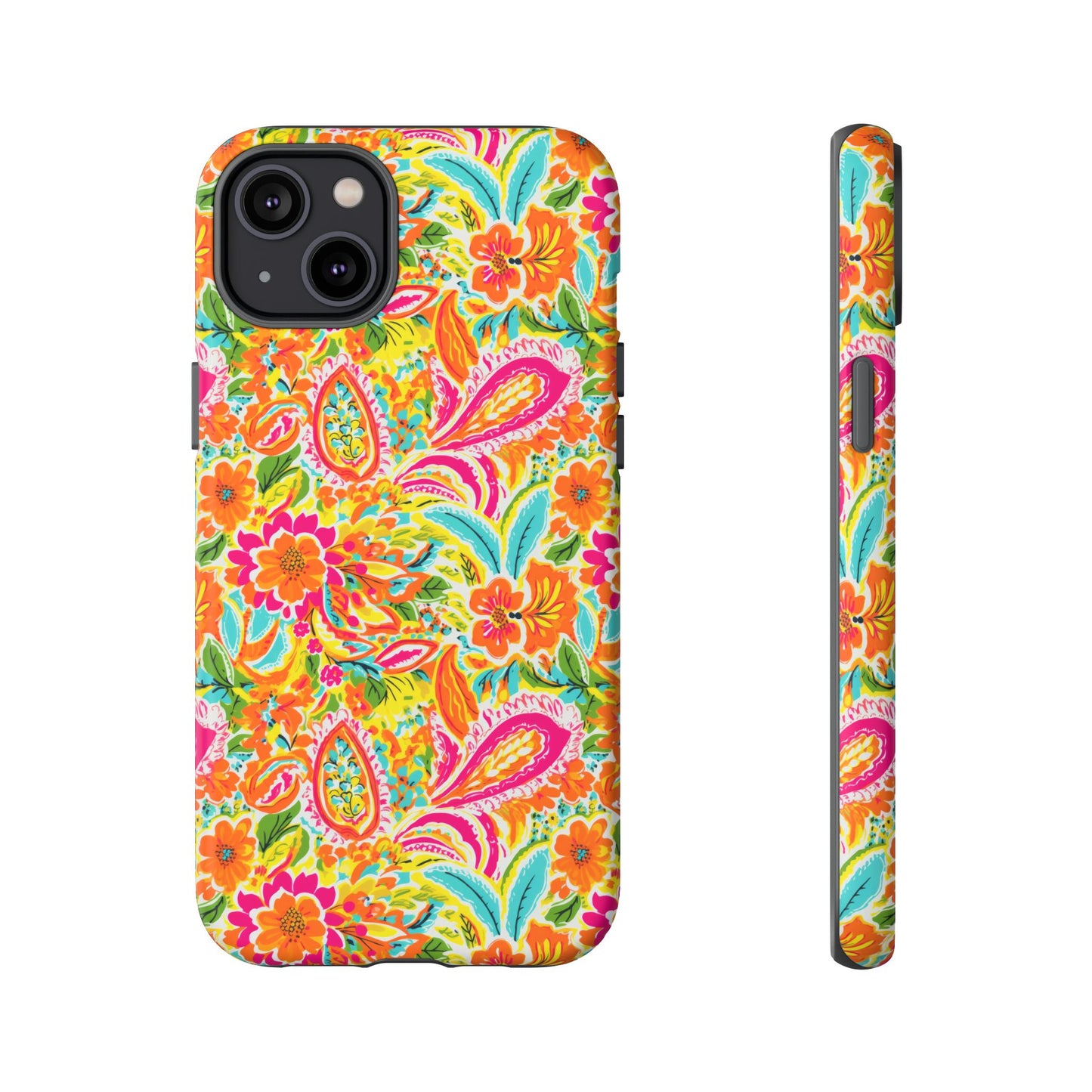 Vibrant Floral Paisley phone case | Tough Cases | Orange and Pink Floral | iPhone 17
