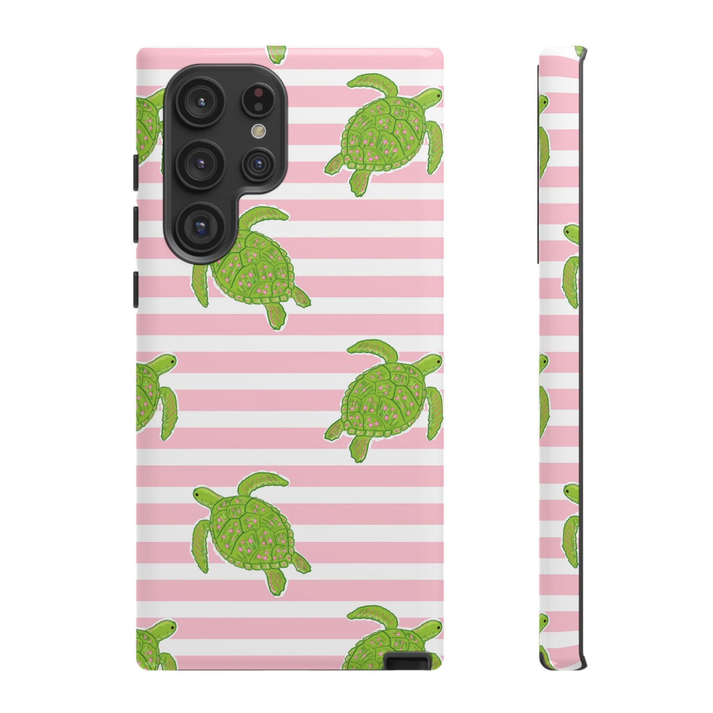 Green Sea Turtles Phone Case | Pink Stripes Tough Case | iPhone 17