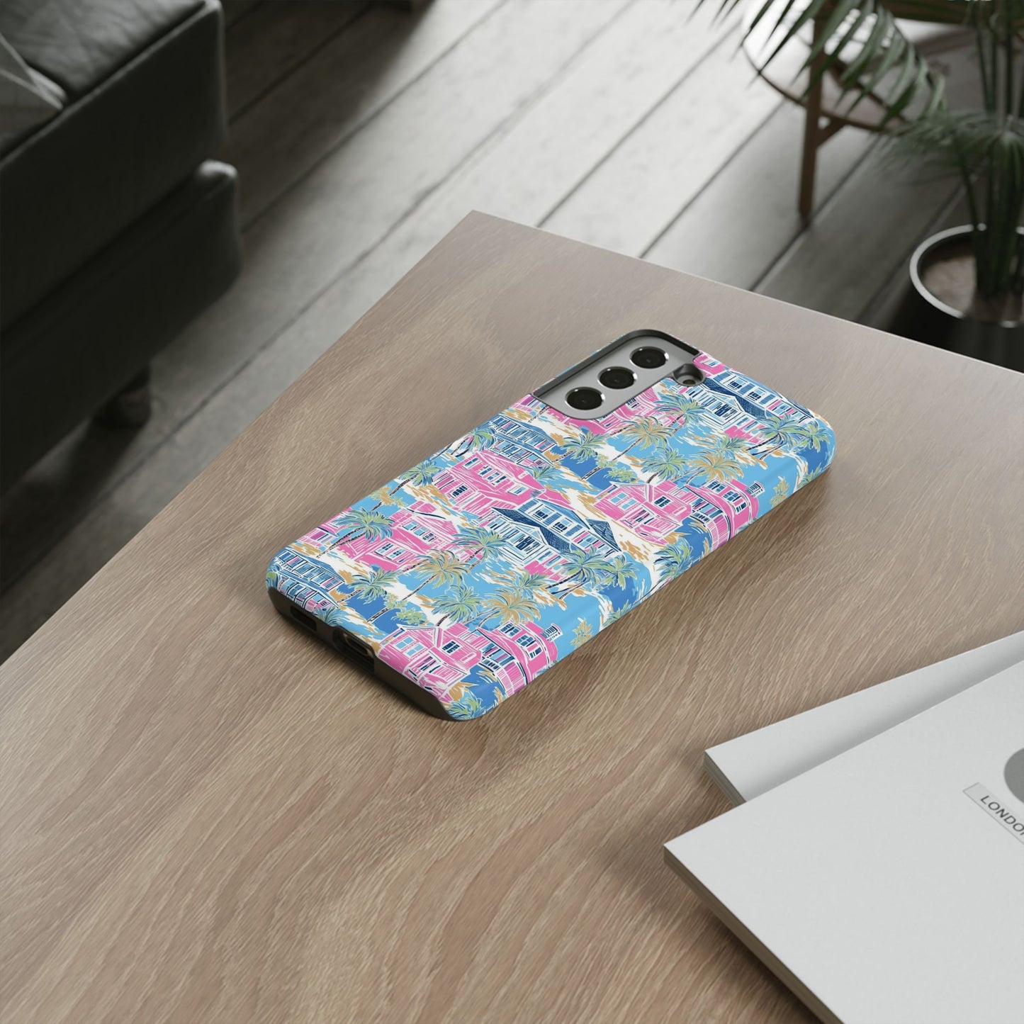 Tropical Beach Houses Tough Case | Palm Tree Coastal Phone Cover | iPhone 17