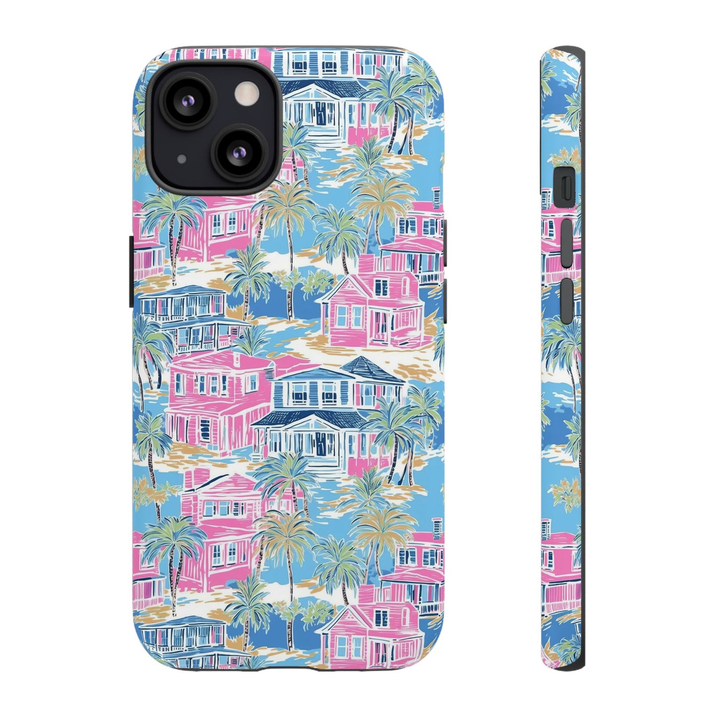 Tropical Beach Houses Tough Case | Palm Tree Coastal Phone Cover | iPhone 17