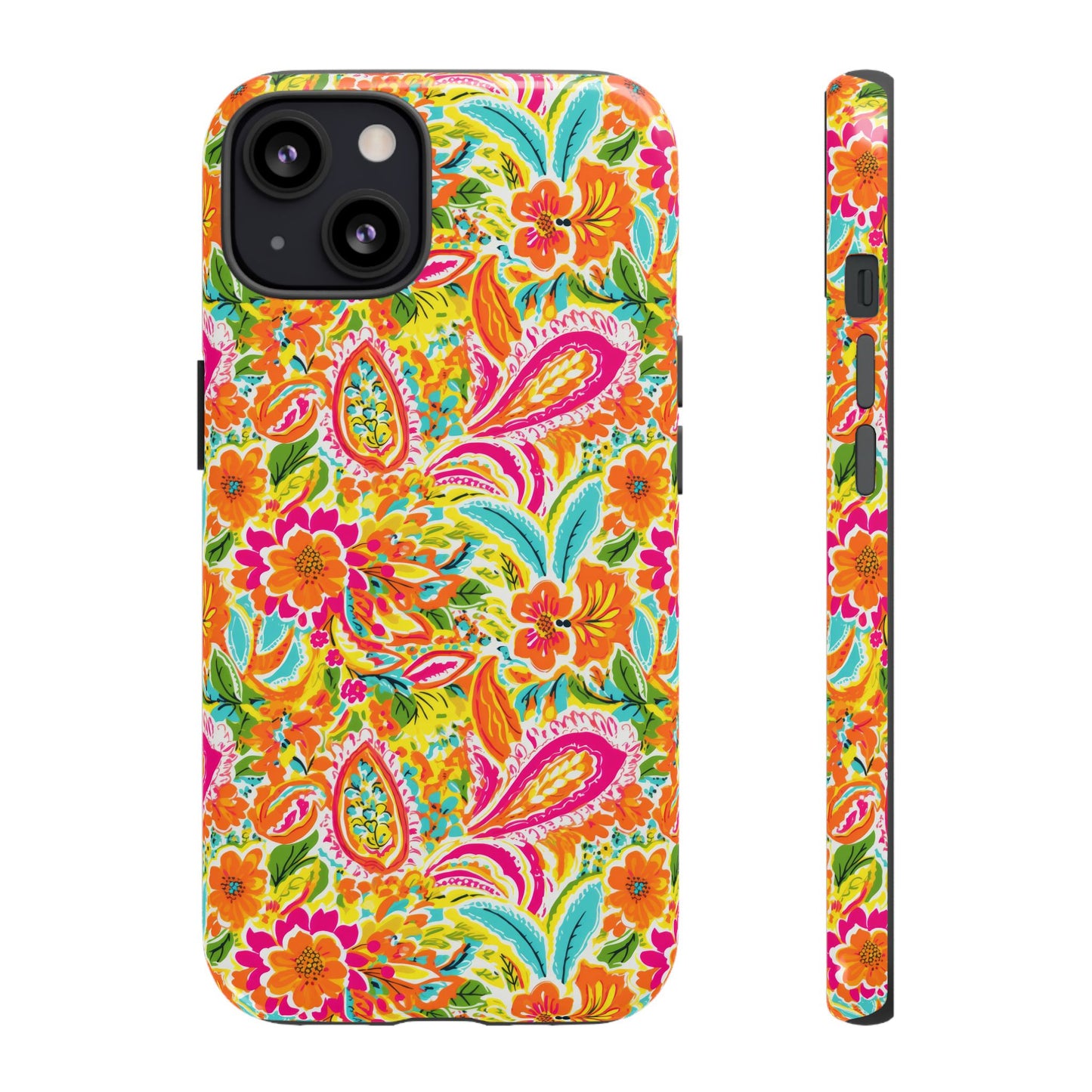 Vibrant Floral Paisley phone case | Tough Cases | Orange and Pink Floral | iPhone 17