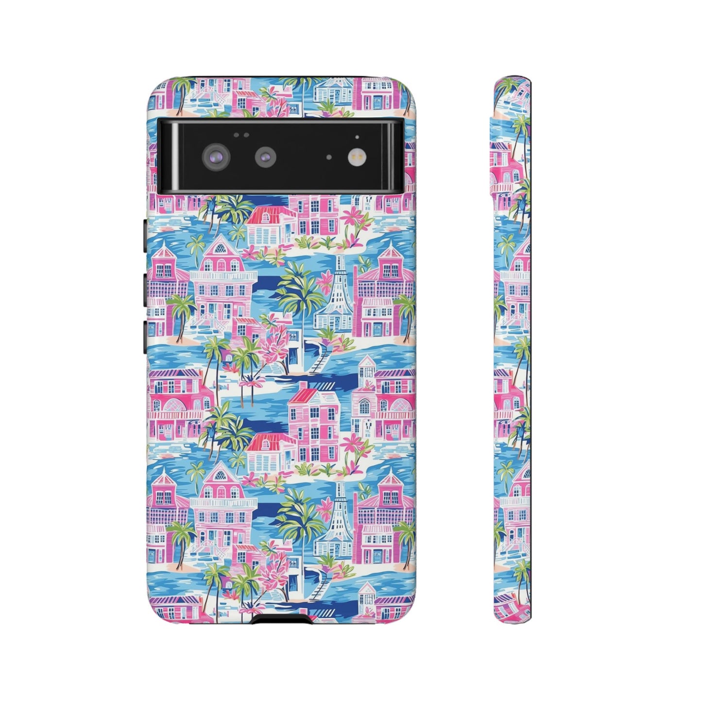 Pink Coastal Houses phone case | Tough Case | iPhone 17