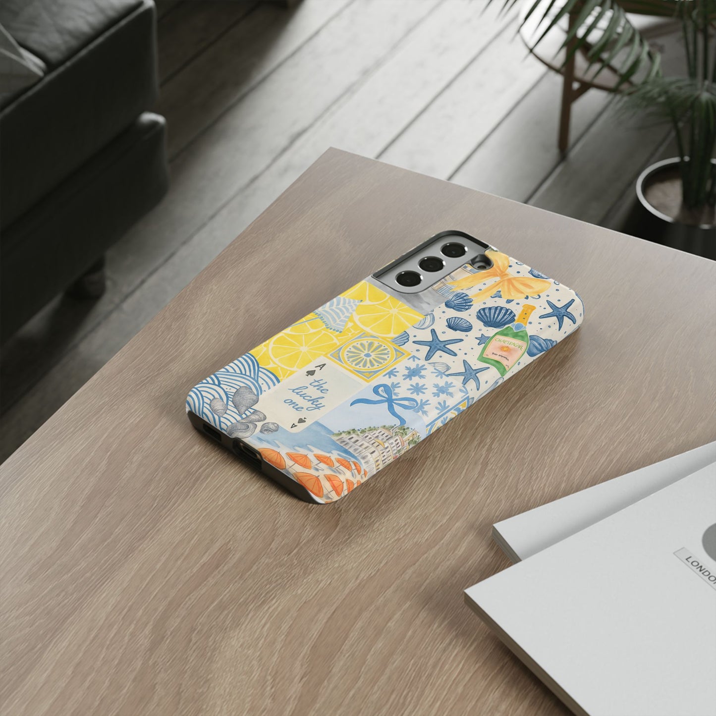 Coastal Collage Phone Case | Beach Shells, Starfish, Lemon, Scenic Travel | Italian Summer