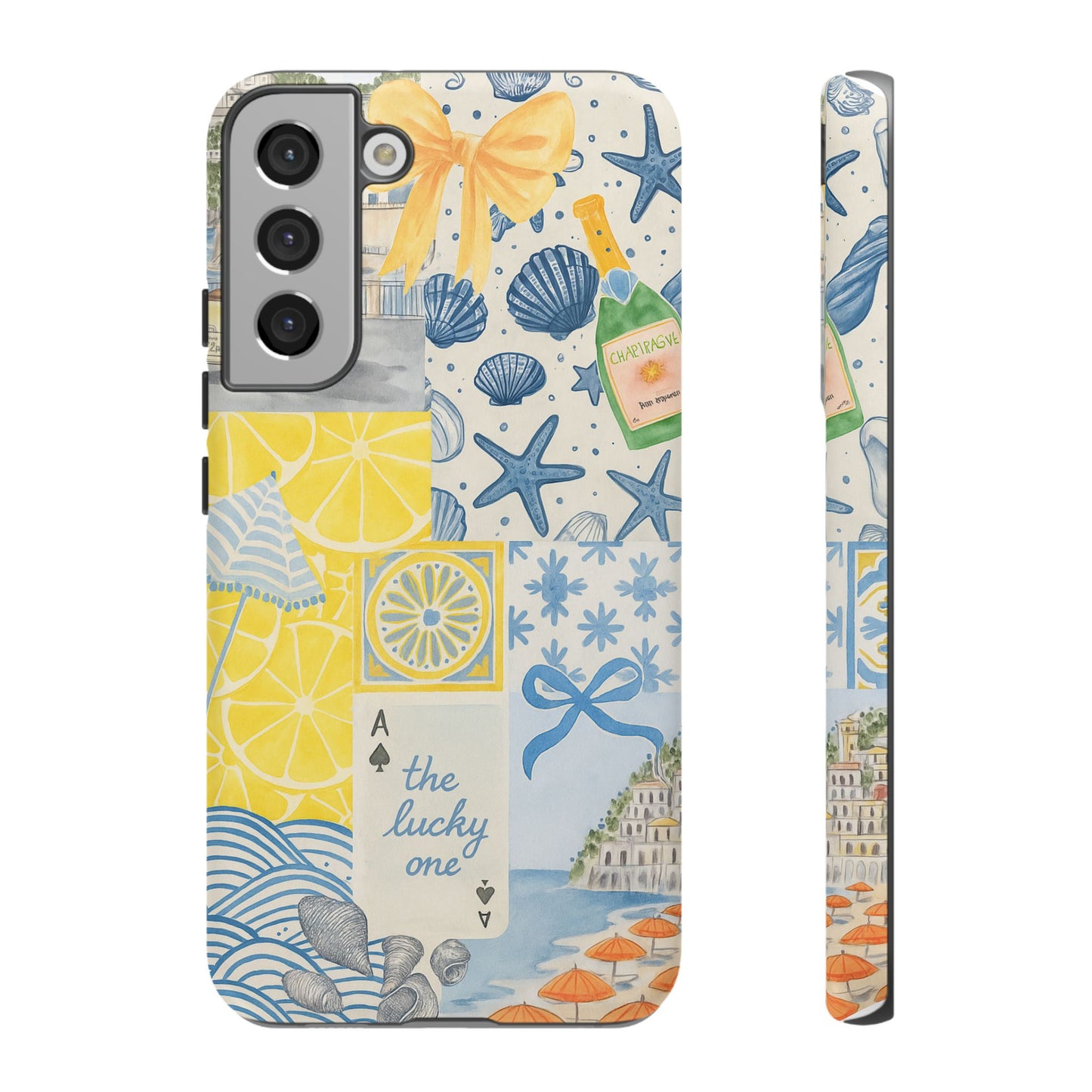Coastal Collage Phone Case | Beach Shells, Starfish, Lemon, Scenic Travel | Italian Summer