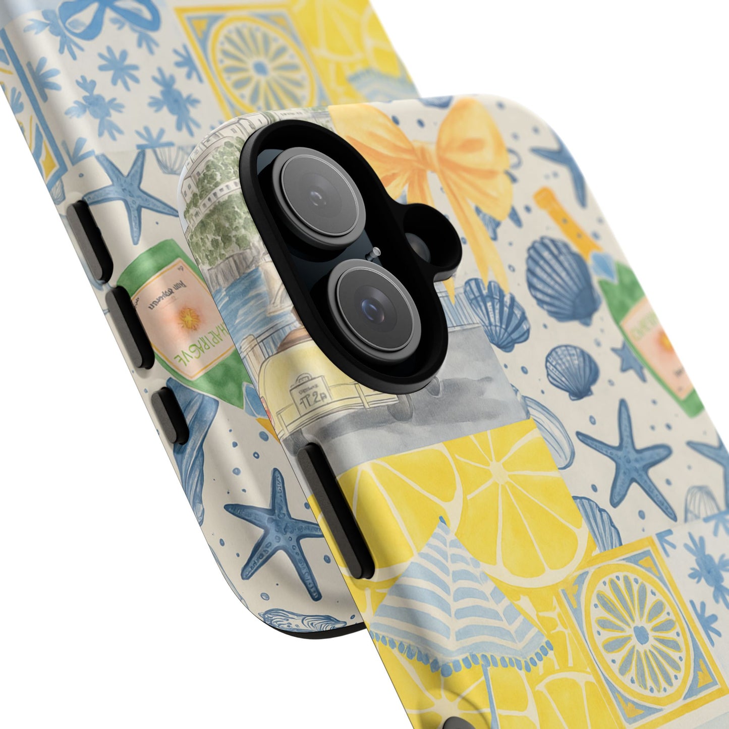 Coastal Collage Phone Case | Beach Shells, Starfish, Lemon, Scenic Travel | Italian Summer