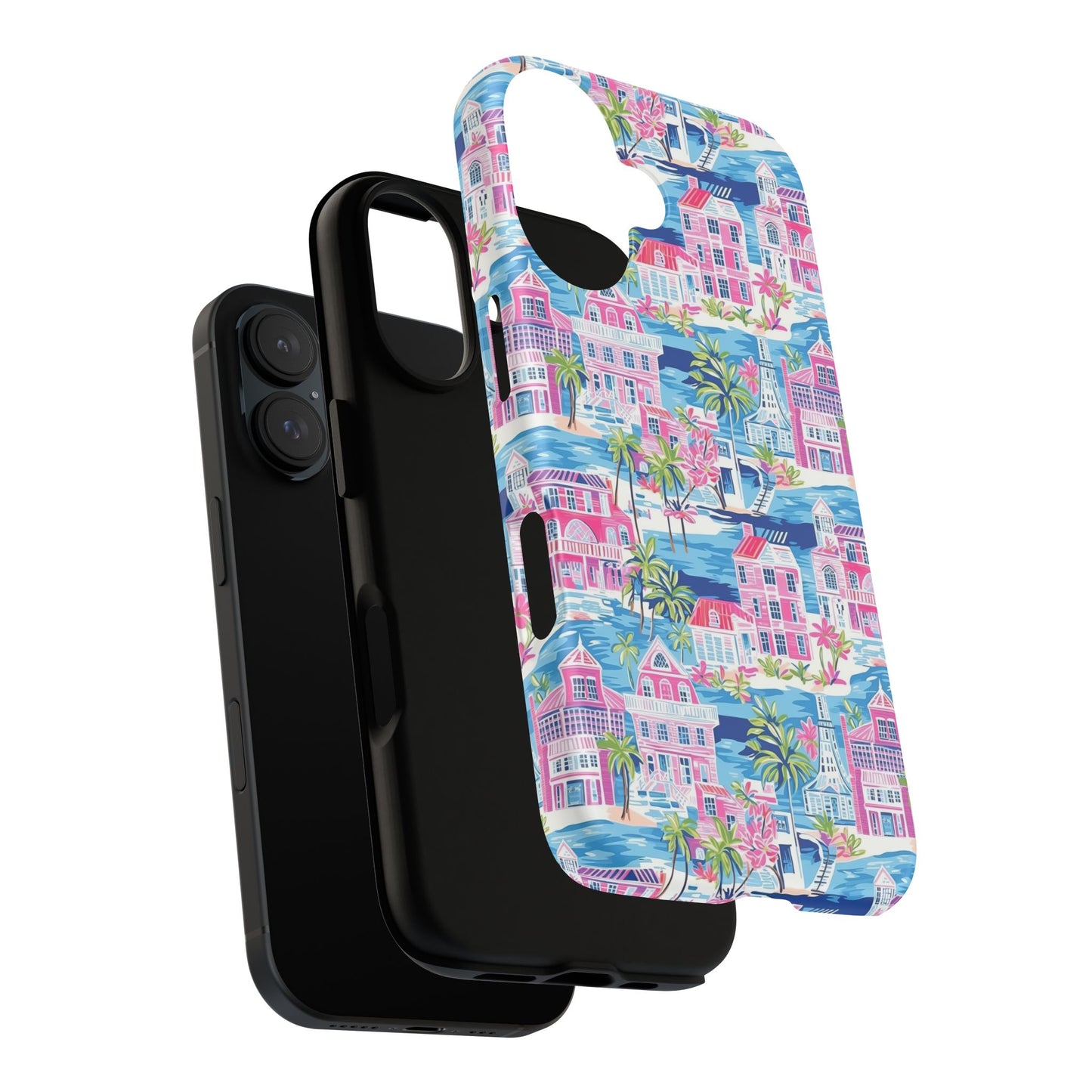 Pink Coastal Houses phone case | Tough Case | iPhone 17