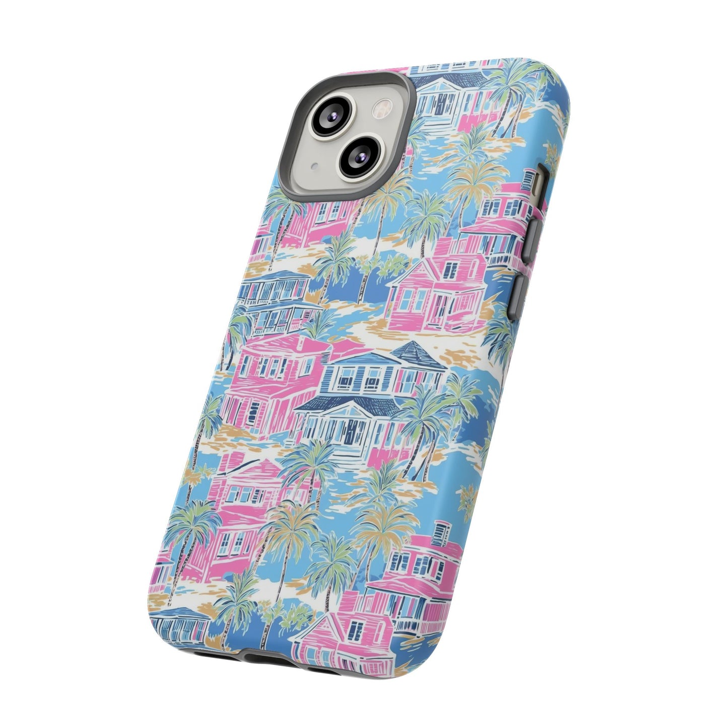 Tropical Beach Houses Tough Case | Palm Tree Coastal Phone Cover | iPhone 17