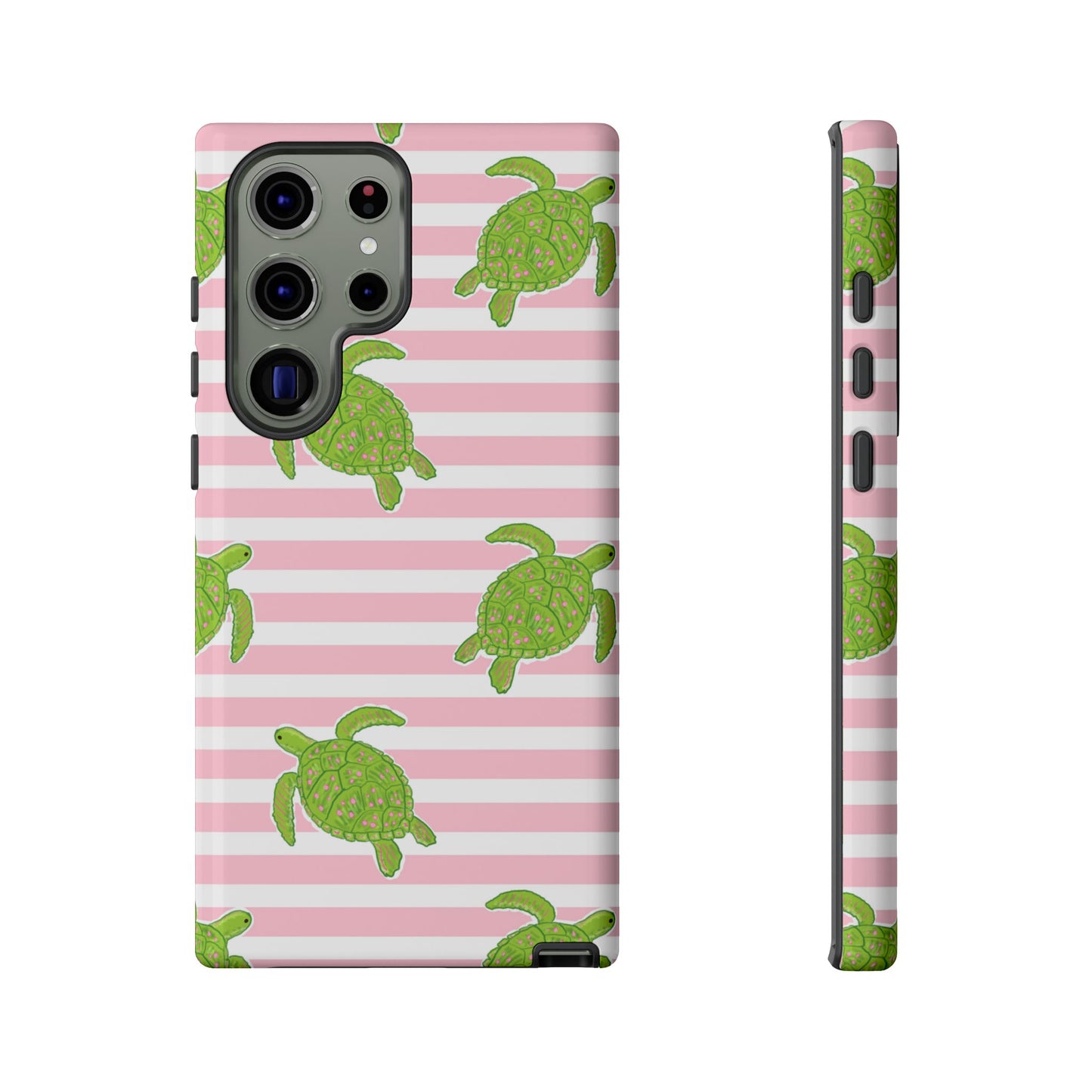 Green Sea Turtles Phone Case | Pink Stripes Tough Case | iPhone 17