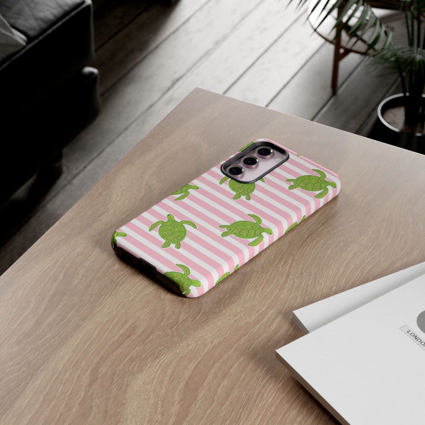 Green Sea Turtles Phone Case | Pink Stripes Tough Case | iPhone 17