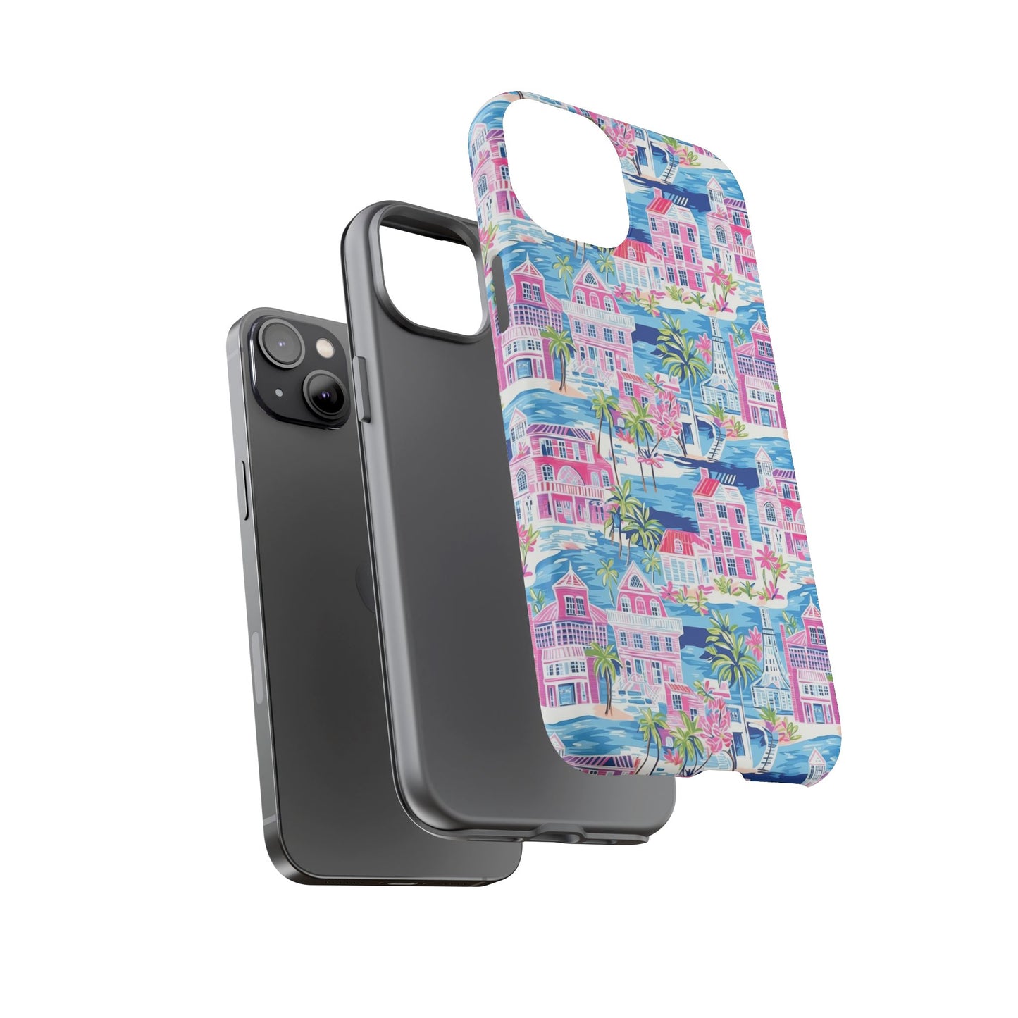 Pink Coastal Houses phone case | Tough Case | iPhone 17