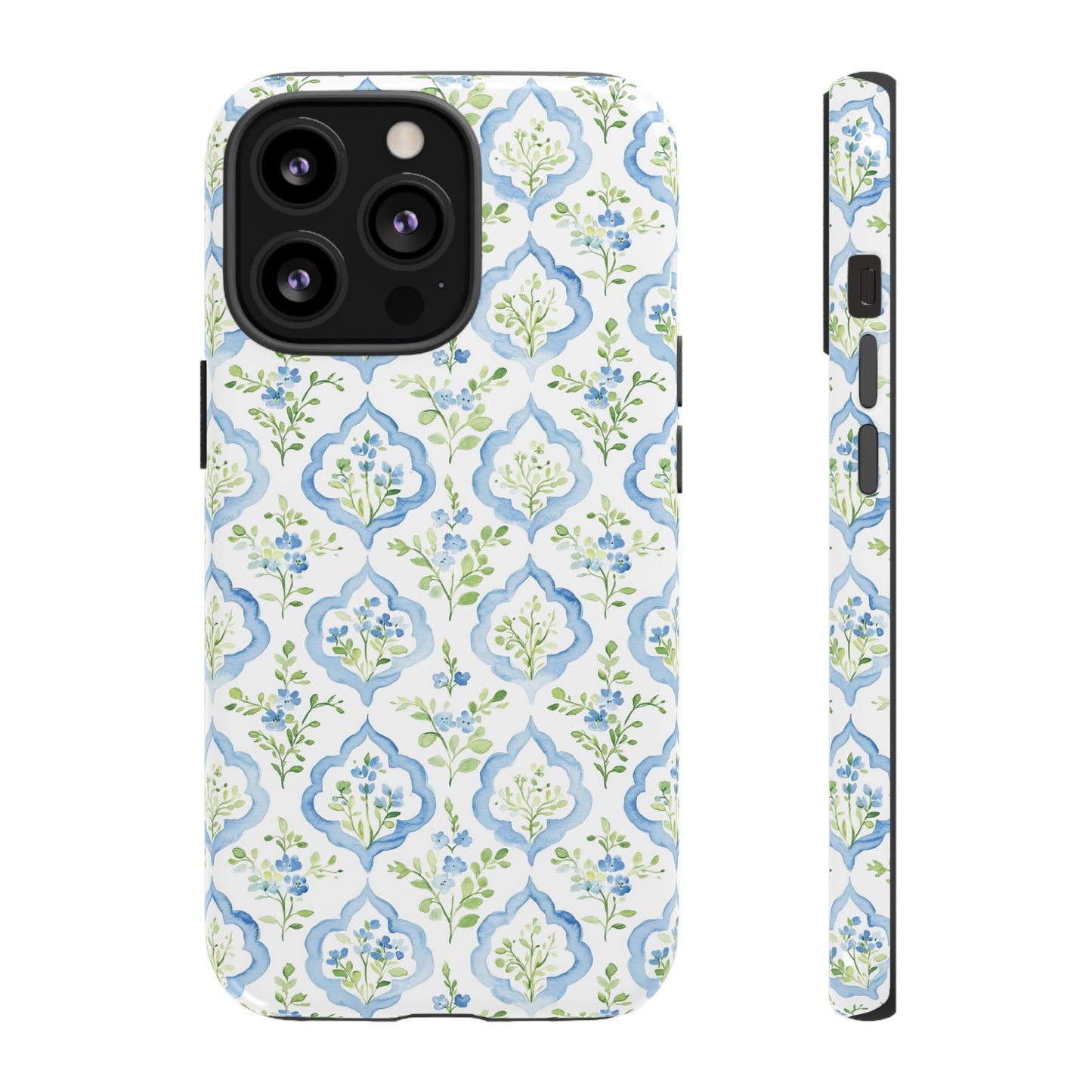 Blue Floral Damask phone case | Tough Case | iPhone 17