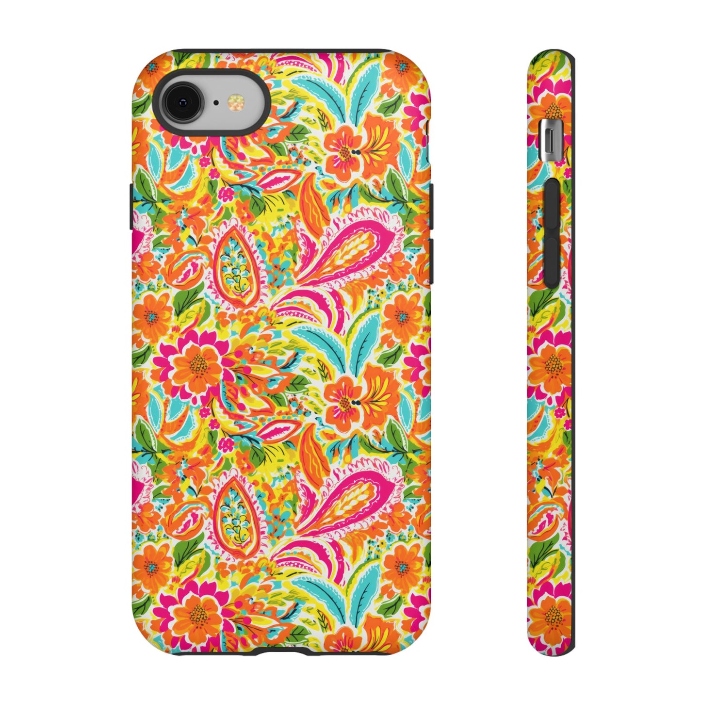 Vibrant Floral Paisley phone case | Tough Cases | Orange and Pink Floral | iPhone 17
