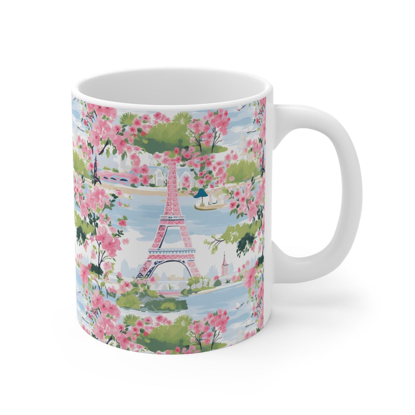 Coffee Mug, Soft Floral Eiffel Tower