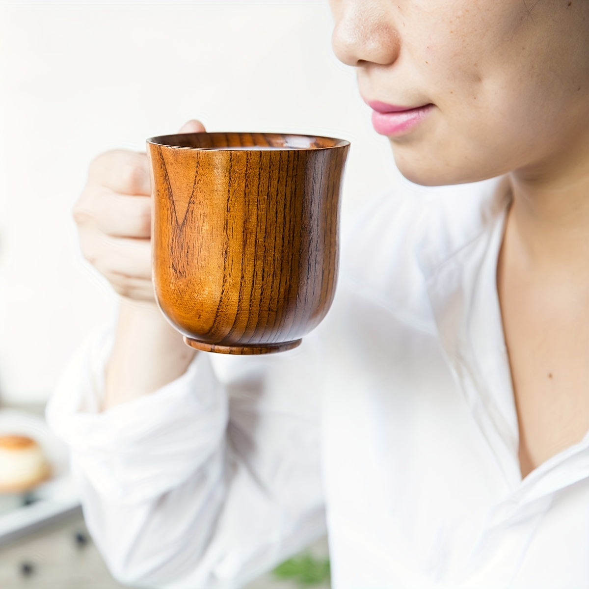 Natural Solid Wooden Coffee Mug, Beer Mug, Handmade Tea Cup With Handle For Coffee