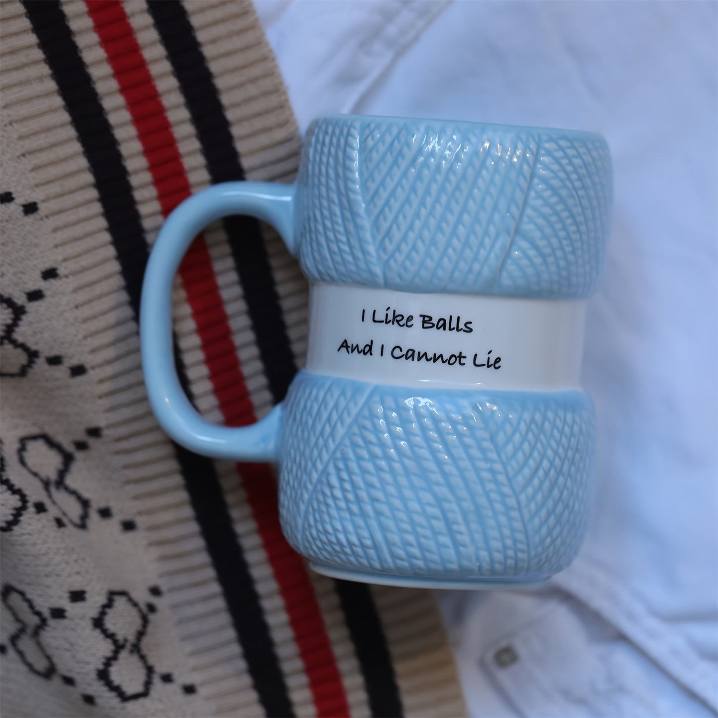 Unique Yarn Coffee Mug, Knitting