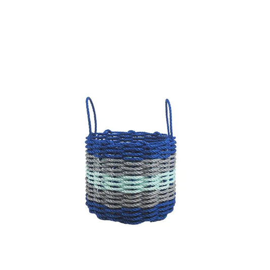 Five Stripe Rope Storage Basket Blue, Gray and Seafoam