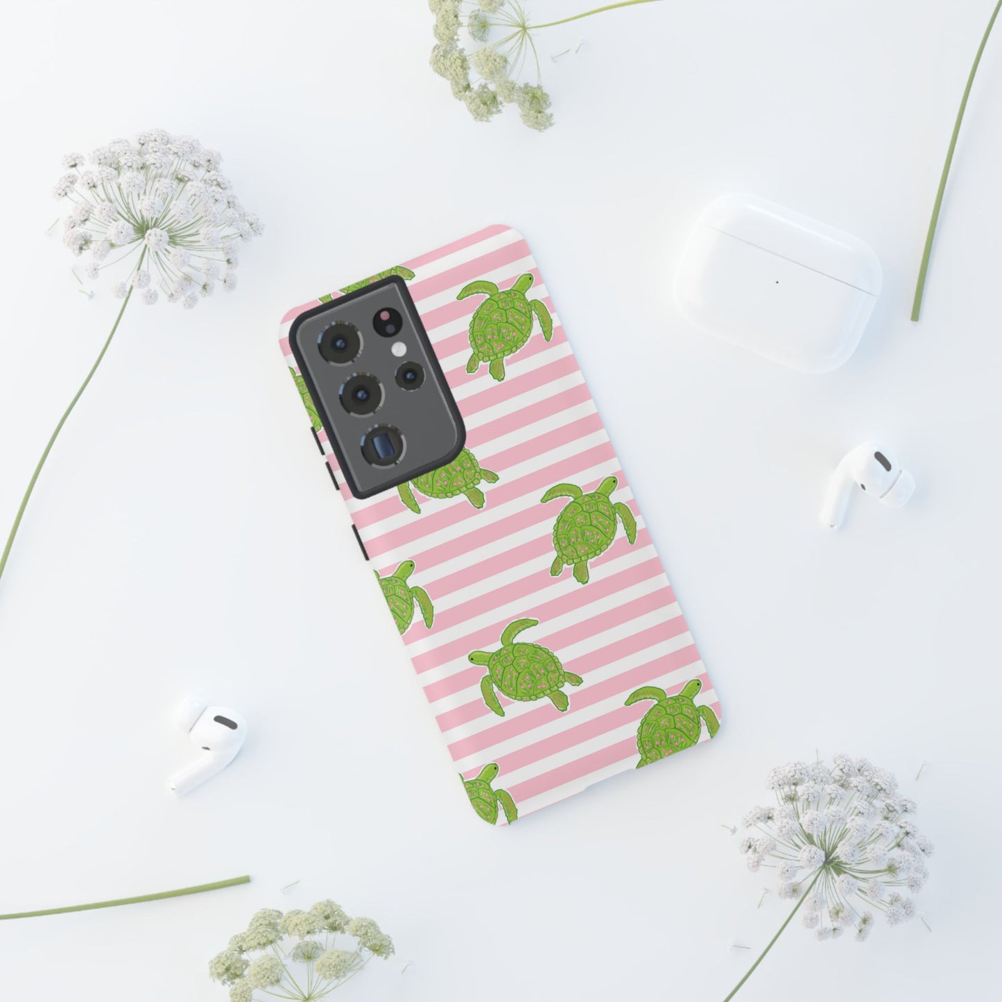 Green Sea Turtles Phone Case | Pink Stripes Tough Case | iPhone 17