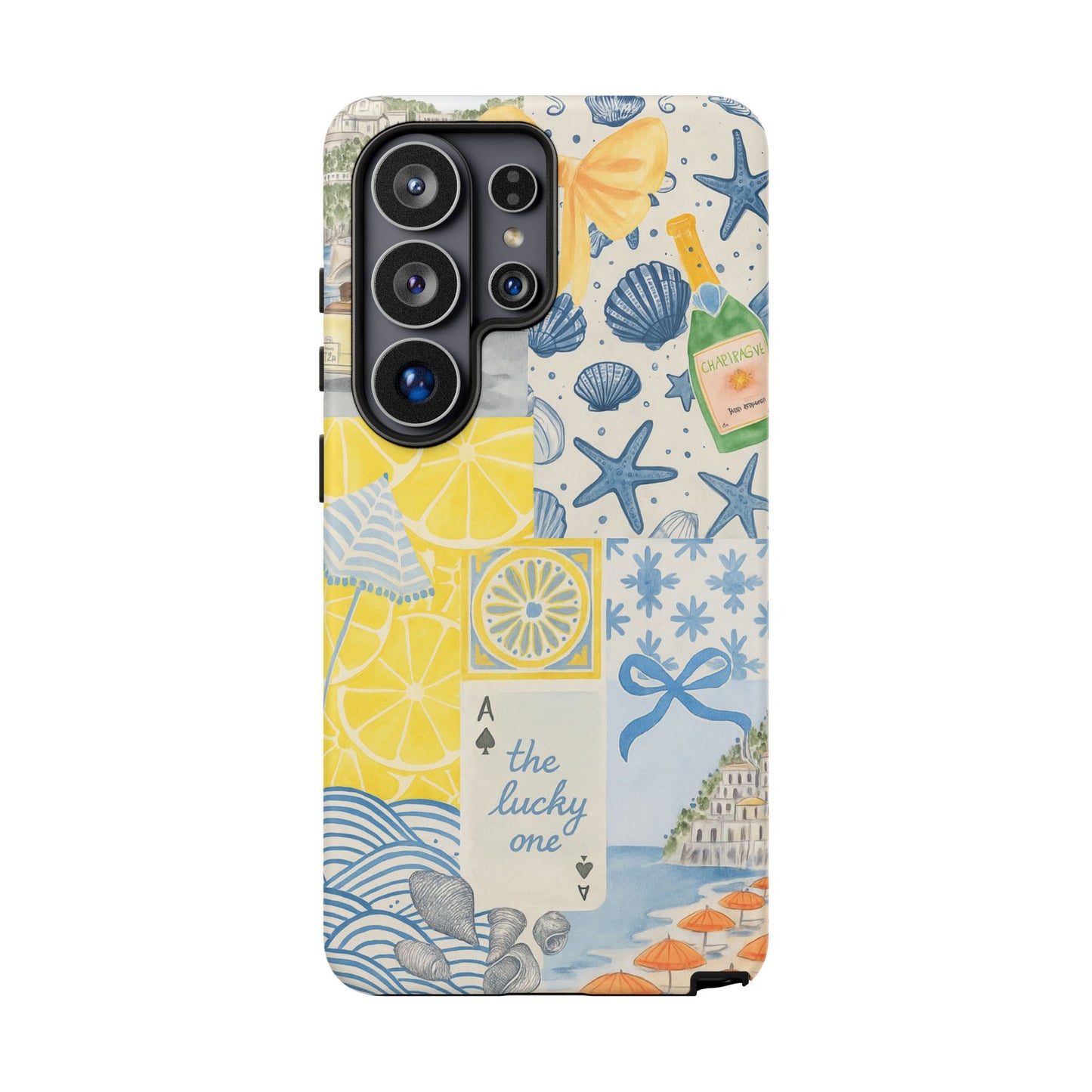 Coastal Collage Phone Case | Beach Shells, Starfish, Lemon, Scenic Travel | Italian Summer