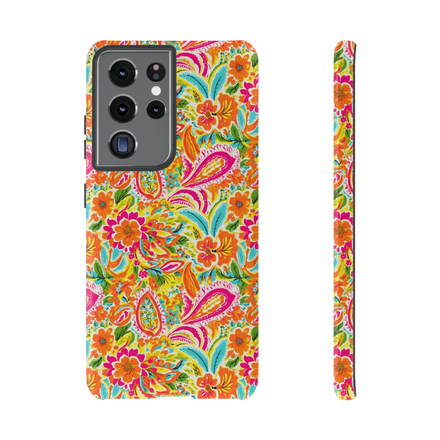 Vibrant Floral Paisley phone case | Tough Cases | Orange and Pink Floral | iPhone 17