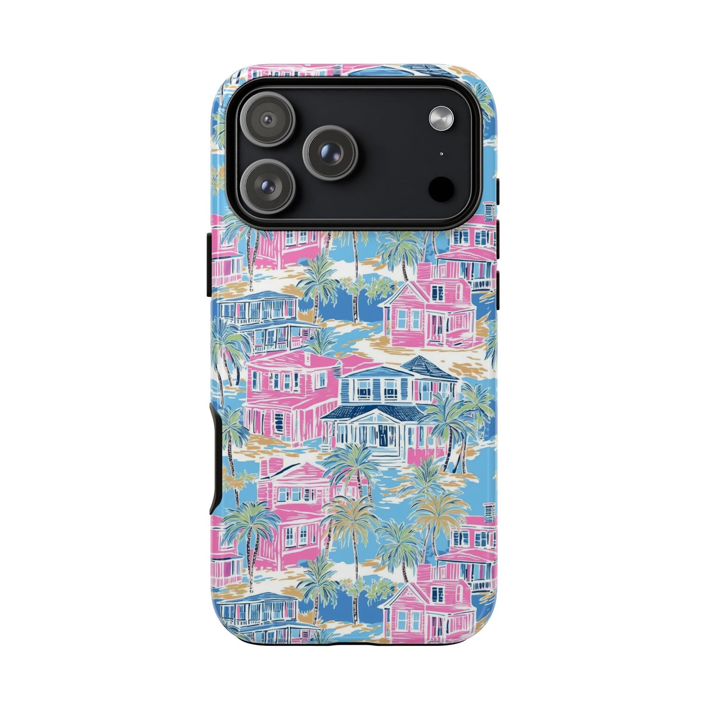 Tropical Beach Houses Tough Case | Palm Tree Coastal Phone Cover | iPhone 17