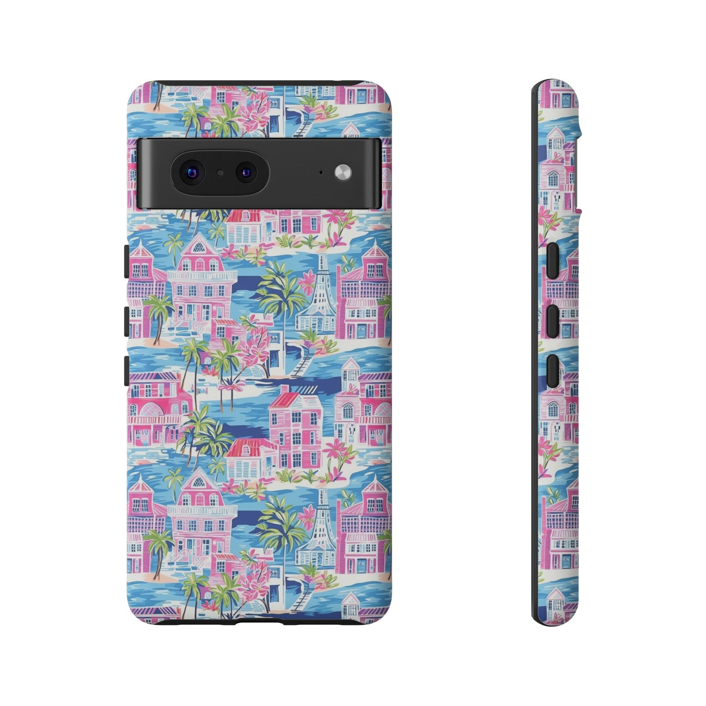 Pink Coastal Houses phone case | Tough Case | iPhone 17