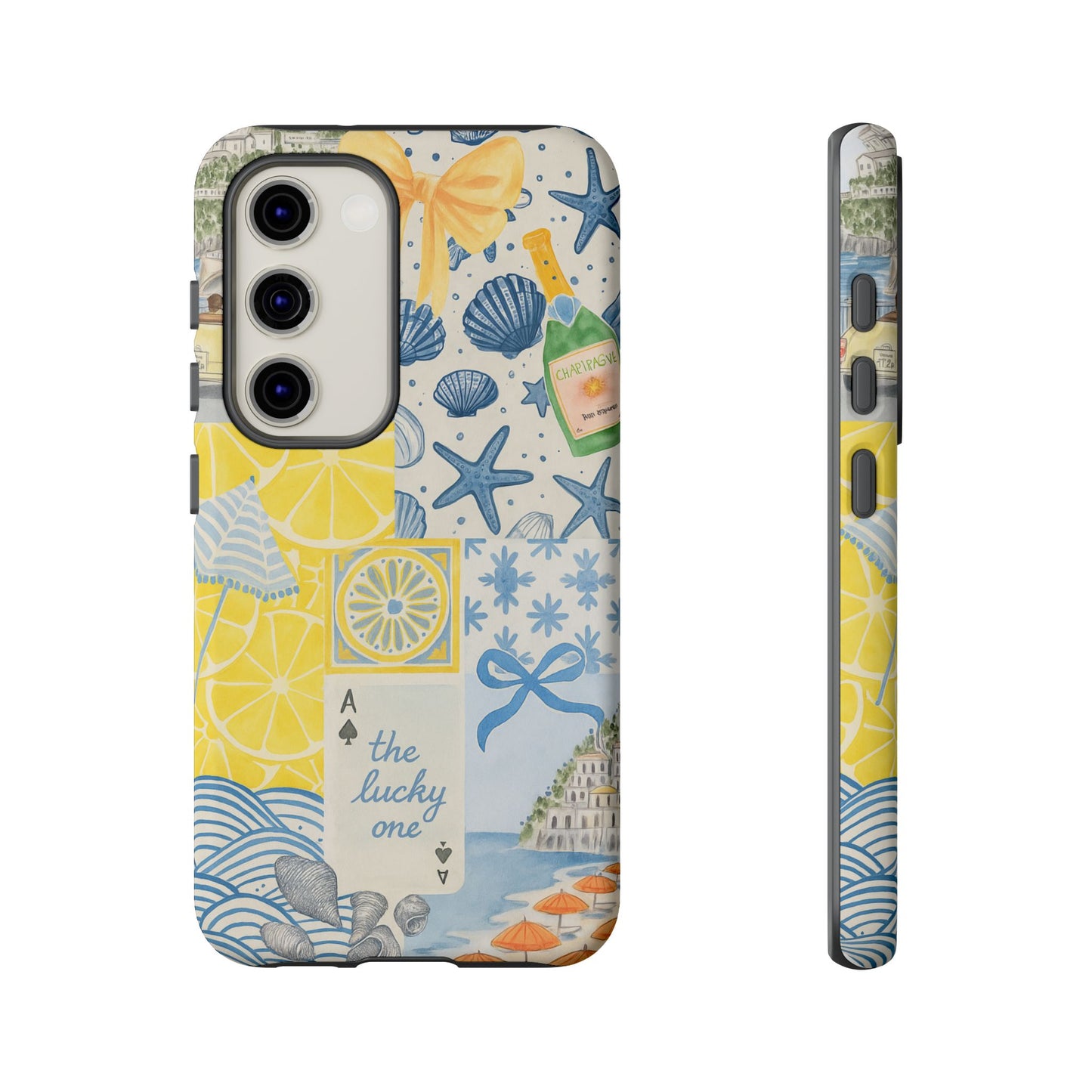 Coastal Collage Phone Case | Beach Shells, Starfish, Lemon, Scenic Travel | Italian Summer