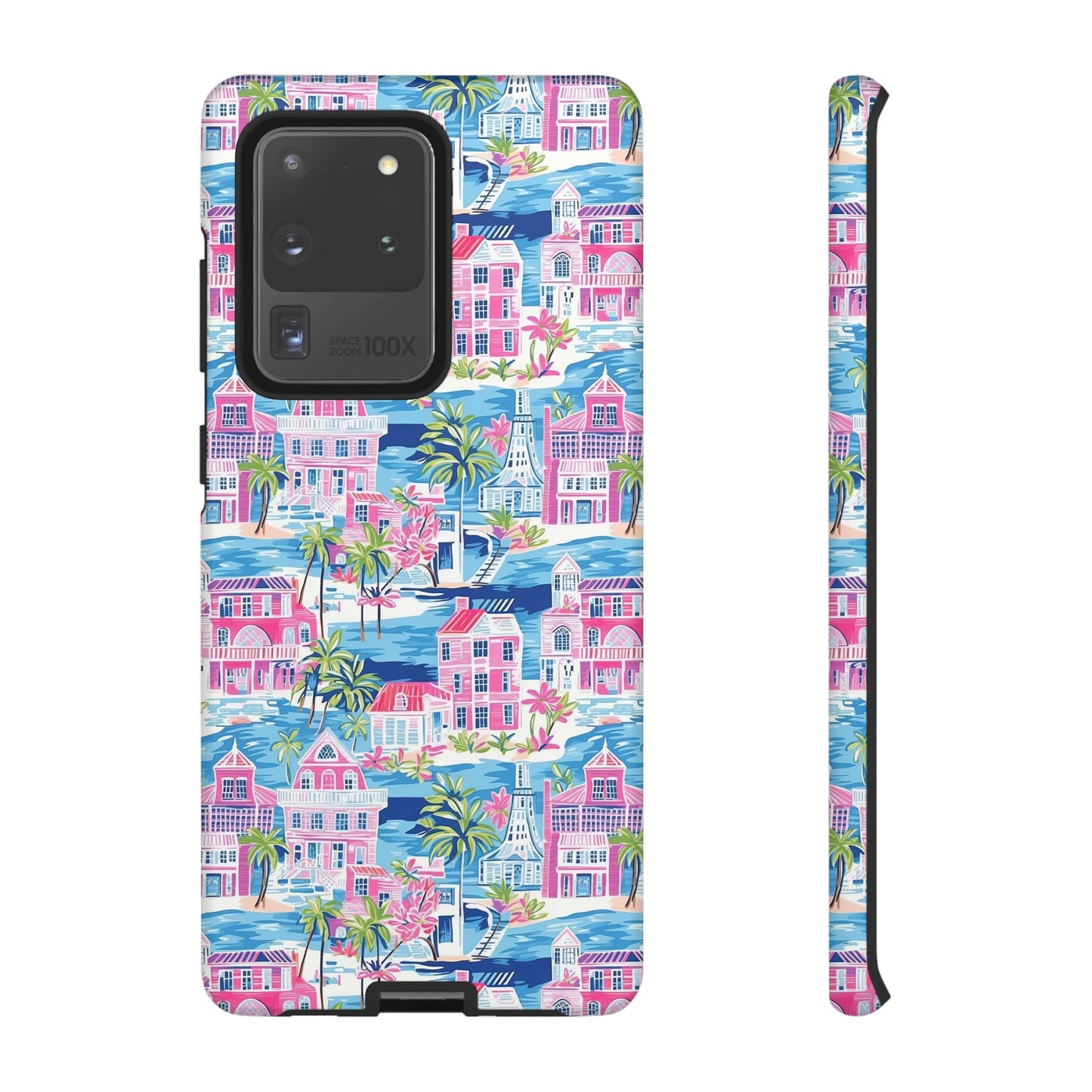 Pink Coastal Houses phone case | Tough Case | iPhone 17