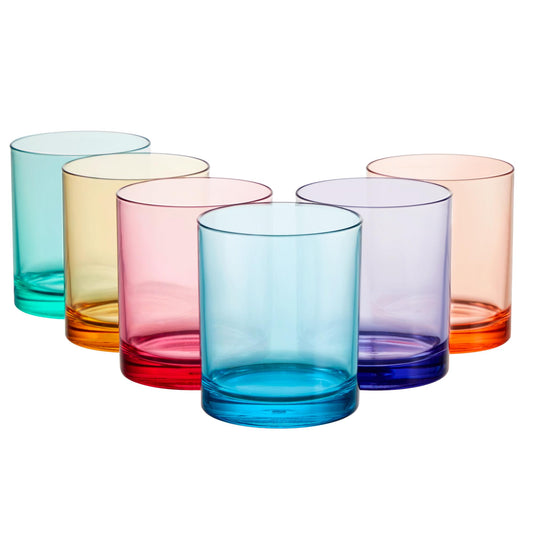 Reusable Plastic Drinking Glasses – 12oz Assorted Colors, Set of 6