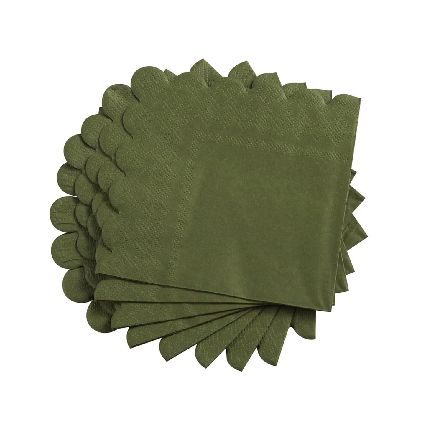 Green Scalloped Cocktail Napkins – 100‑Pack 2‑Ply 5x5"