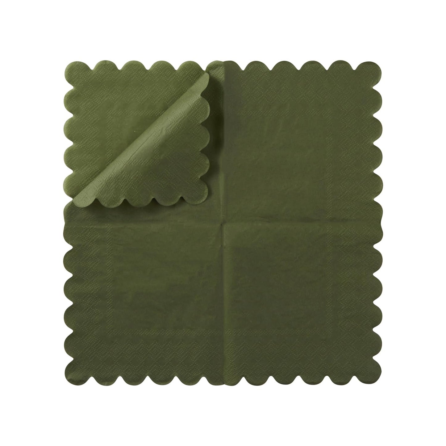 Green Scalloped Cocktail Napkins – 100‑Pack 2‑Ply 5x5"