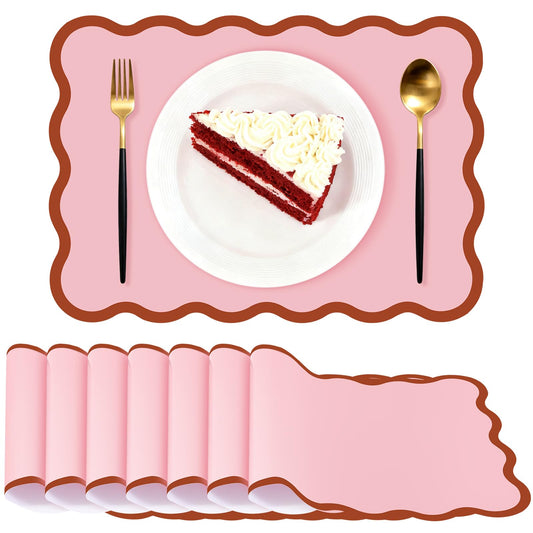 Pink Scalloped Paper Placemats – 60‑Pack Waterproof 10x14"