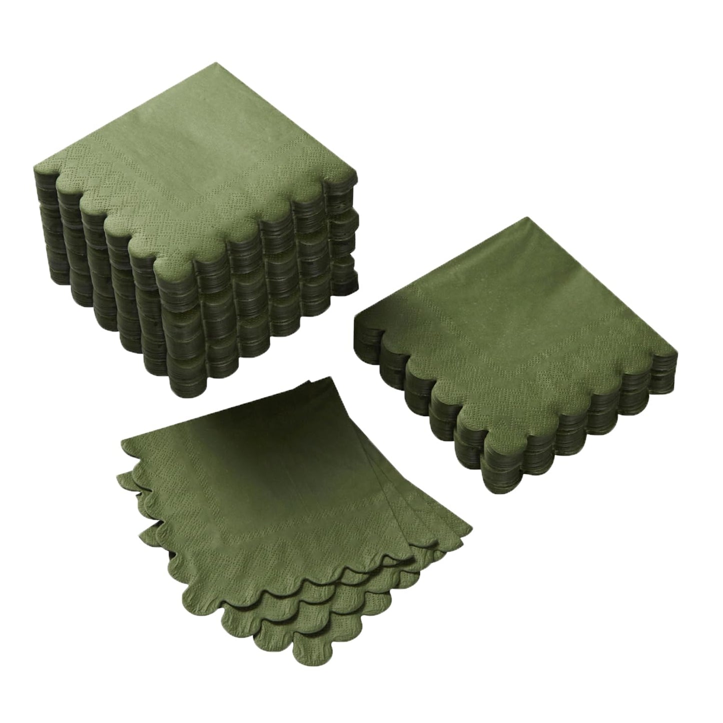 Green Scalloped Cocktail Napkins – 100‑Pack 2‑Ply 5x5"