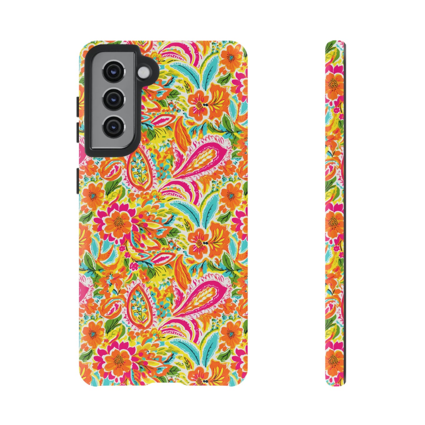 Vibrant Floral Paisley phone case | Tough Cases | Orange and Pink Floral | iPhone 17