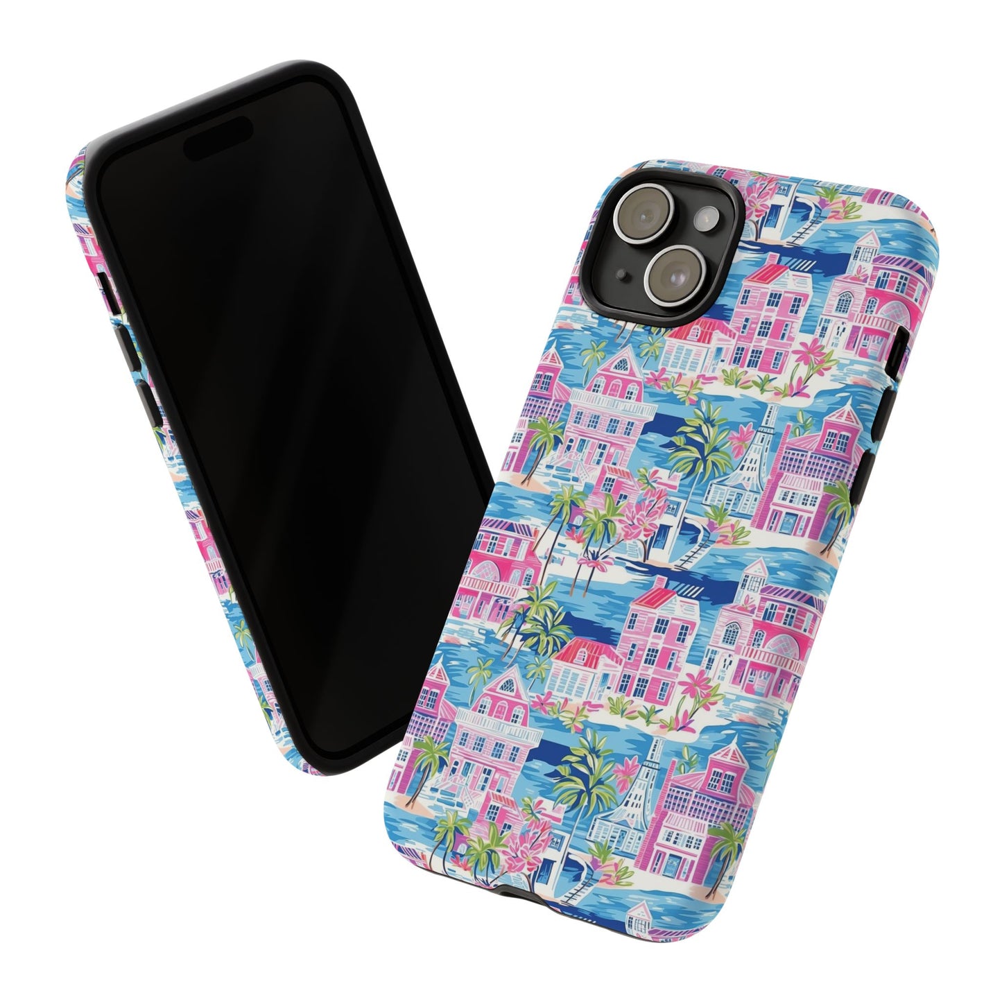 Pink Coastal Houses phone case | Tough Case | iPhone 17