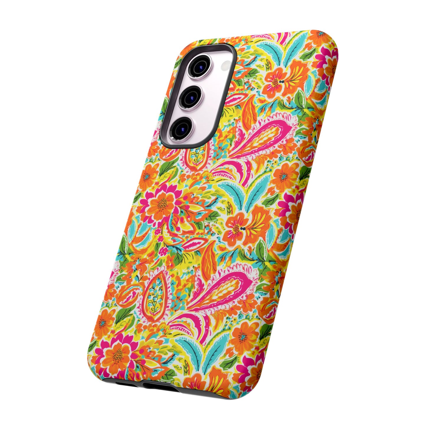 Vibrant Floral Paisley phone case | Tough Cases | Orange and Pink Floral | iPhone 17