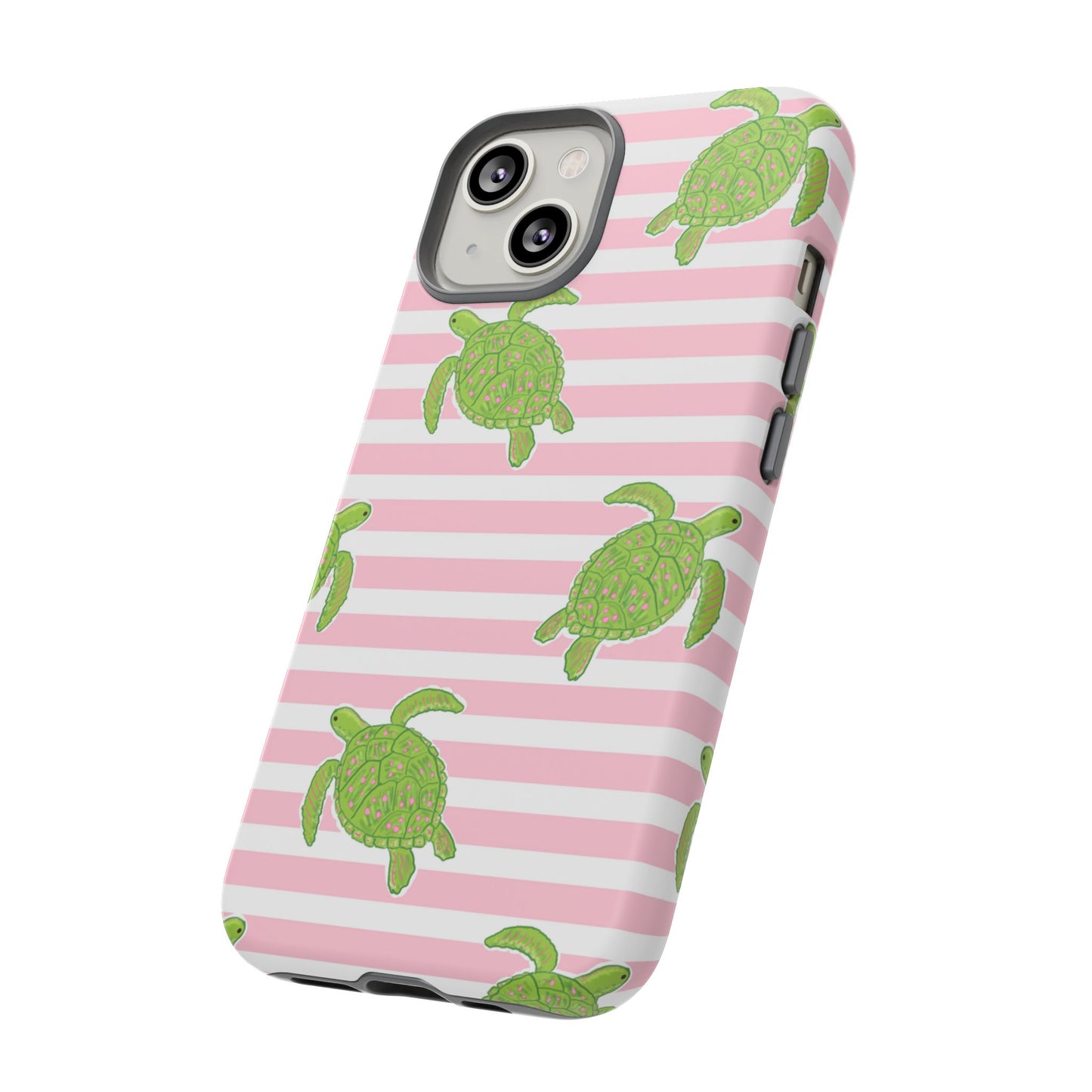 Green Sea Turtles Phone Case | Pink Stripes Tough Case | iPhone 17
