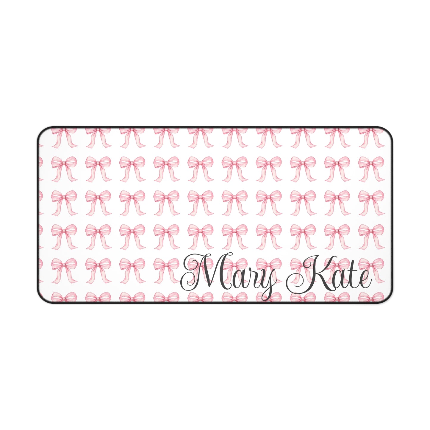 Personalized Pink Bow Desk Mat