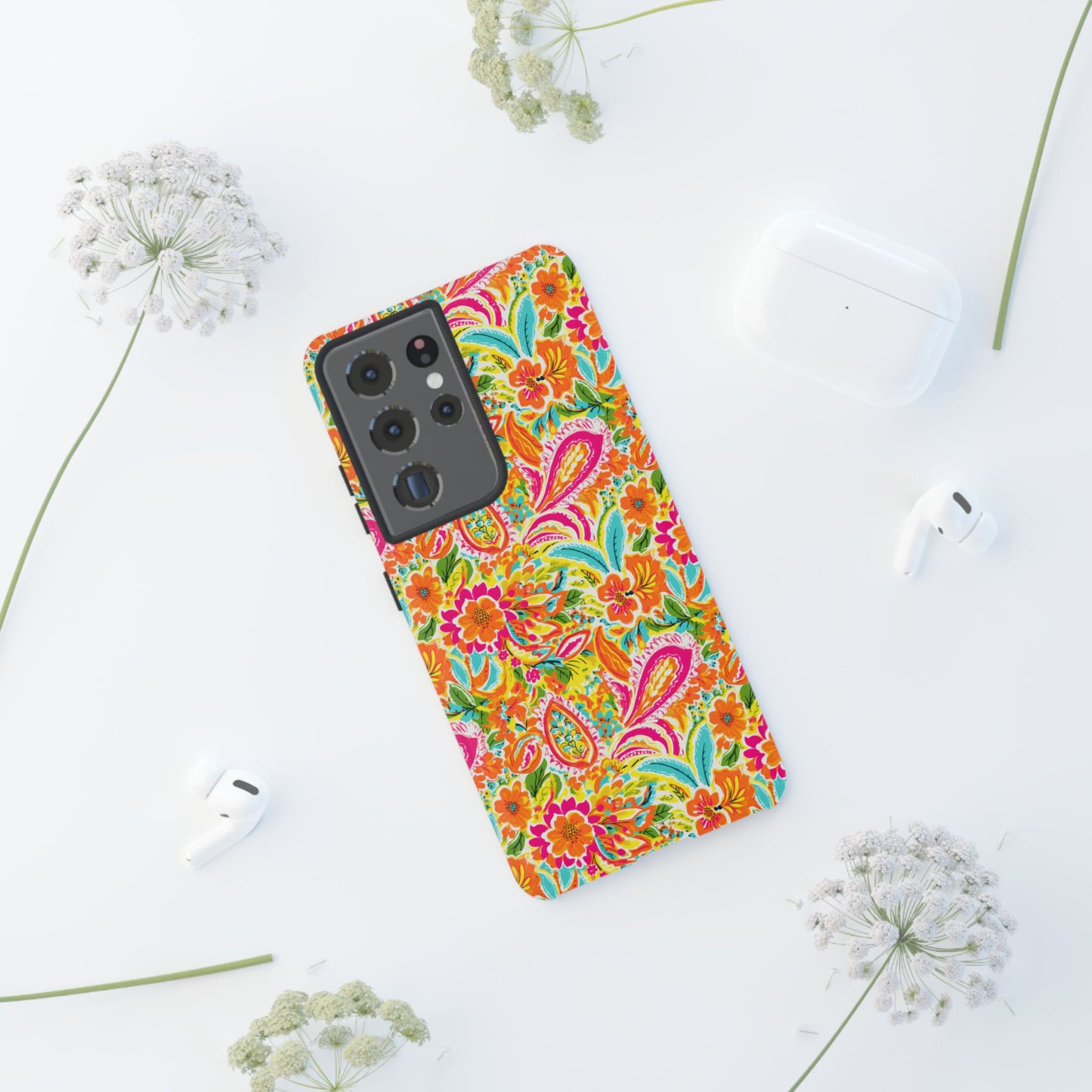 Vibrant Floral Paisley phone case | Tough Cases | Orange and Pink Floral | iPhone 17