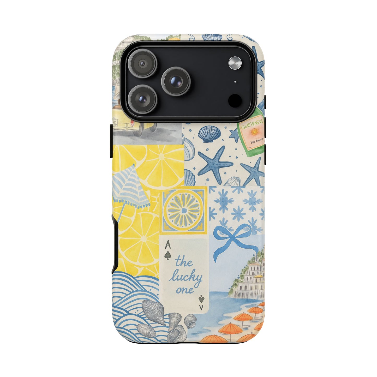 Coastal Collage Phone Case | Beach Shells, Starfish, Lemon, Scenic Travel | Italian Summer