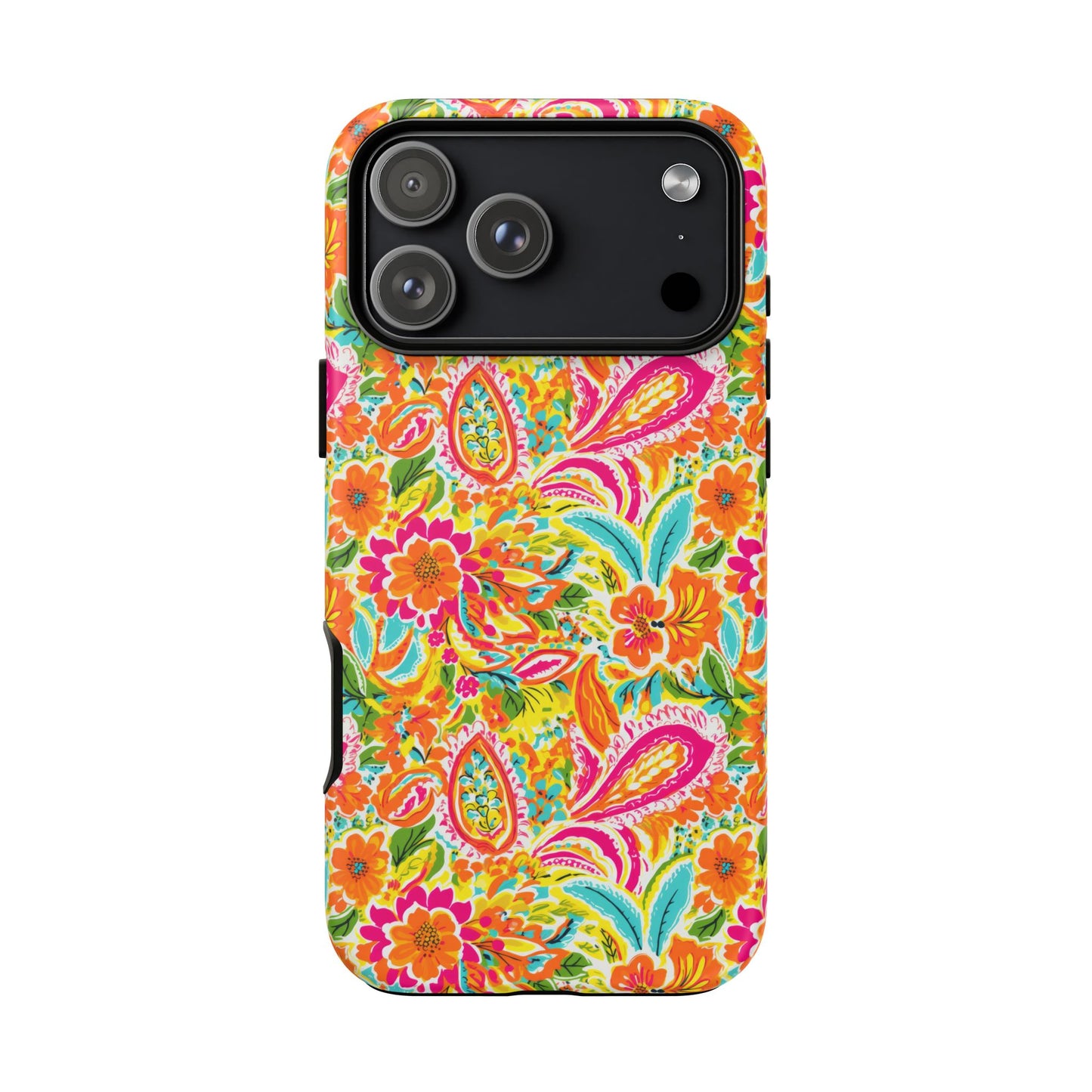 Vibrant Floral Paisley phone case | Tough Cases | Orange and Pink Floral | iPhone 17