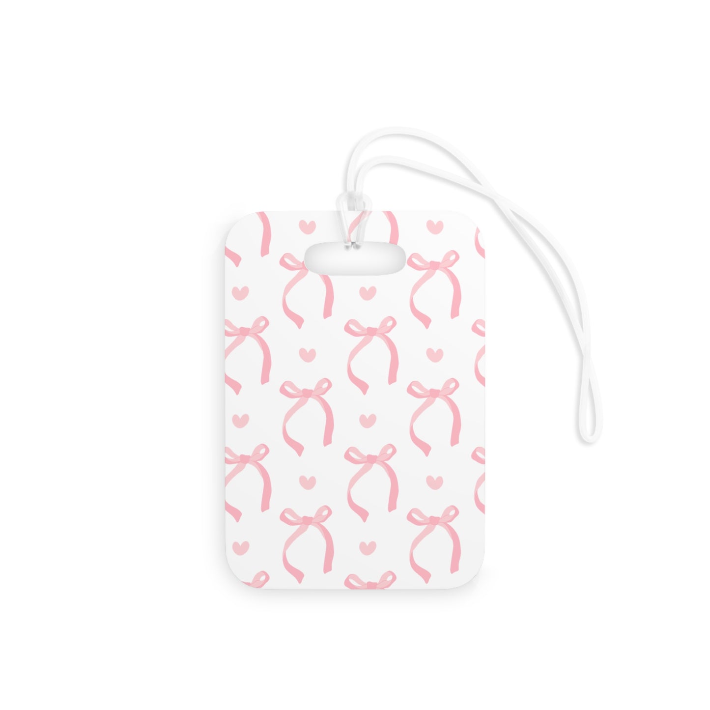 Personalized Pink Bow Luggage Tag — Custom Name Travel ID
