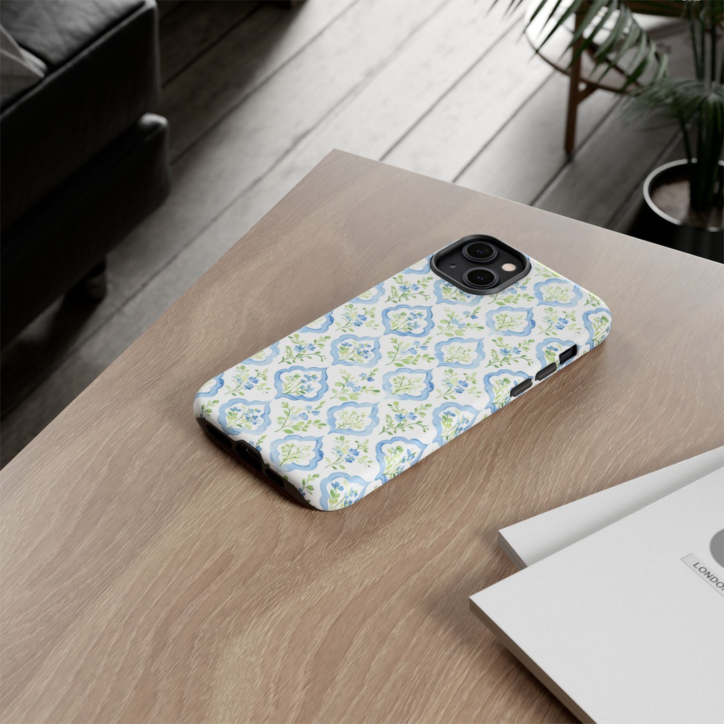 Blue Floral Damask phone case | Tough Case | iPhone 17